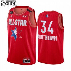 Canotte Bambino Milwaukee Bucks Giannis Antetokounmpo 34 2020 All-Star Jordan Brand Rosso Swingman